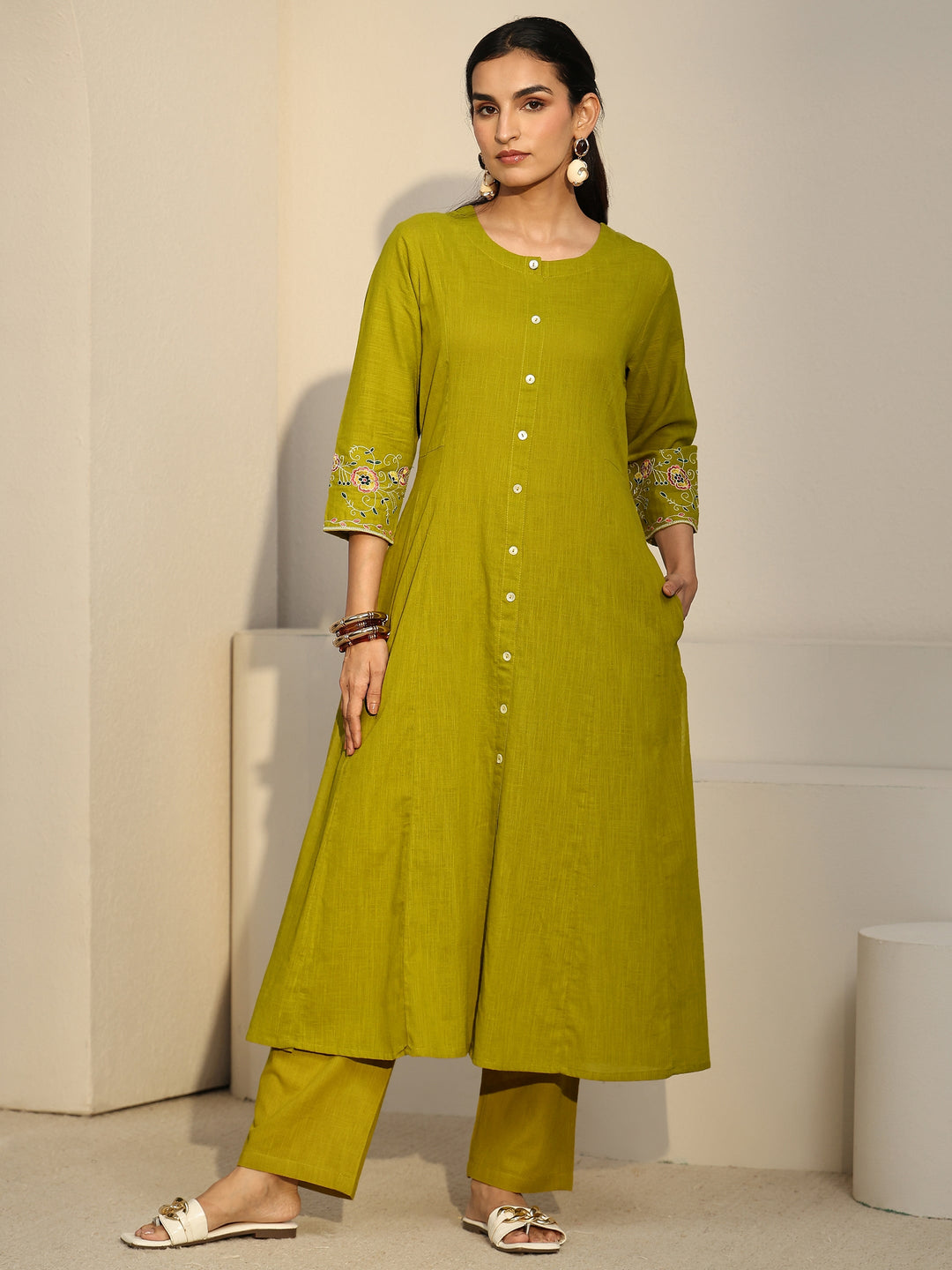  Libas Lime Green Cotton Co-Ord Set 
