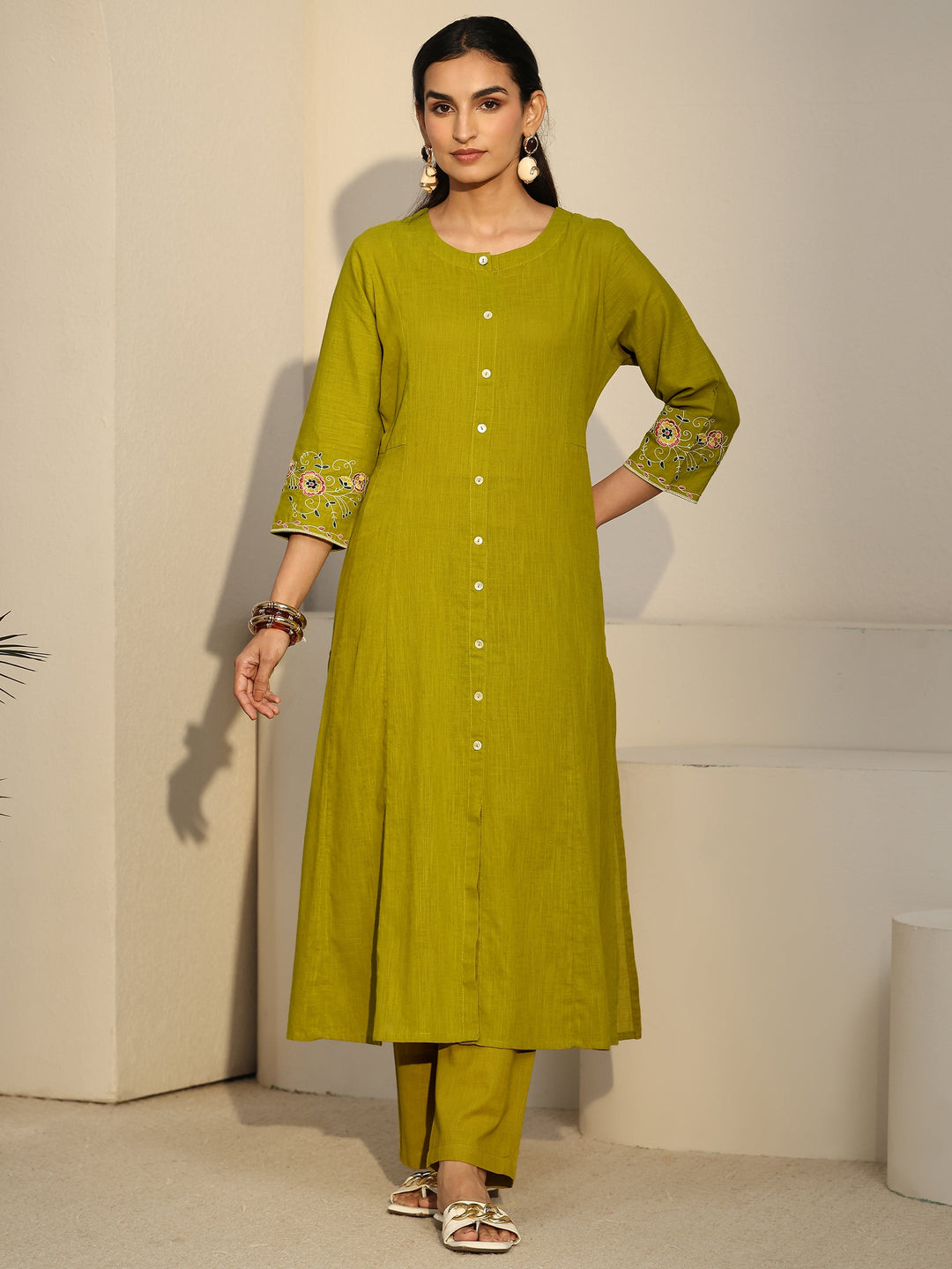  Libas Lime Green Cotton Co-Ord Set 