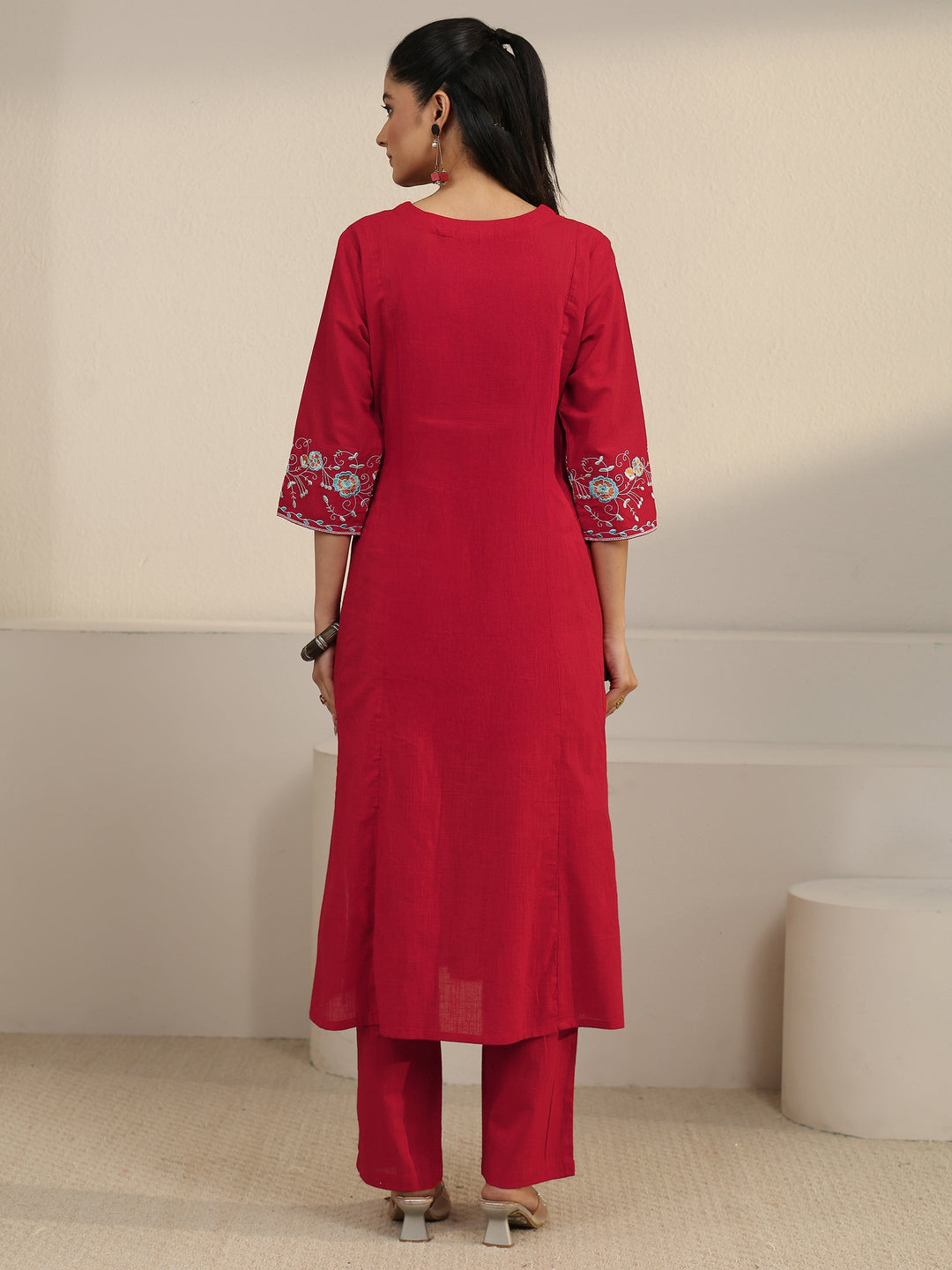  Libas Red Cotton Co-Ord Set 