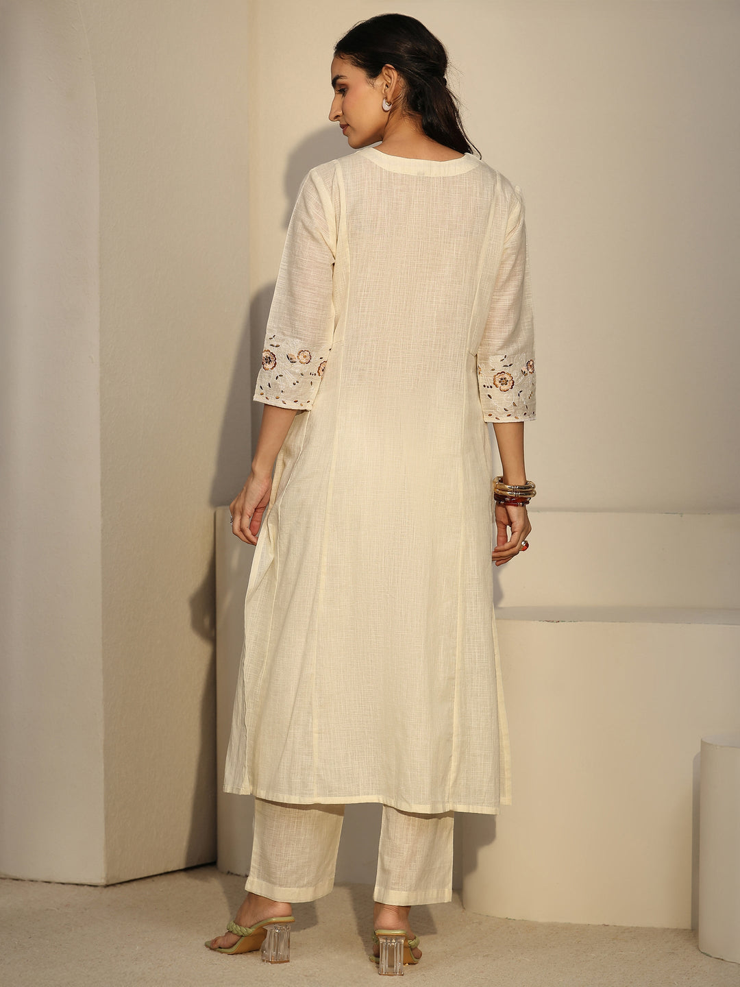  Libas Cream Cotton Co-Ord Set 