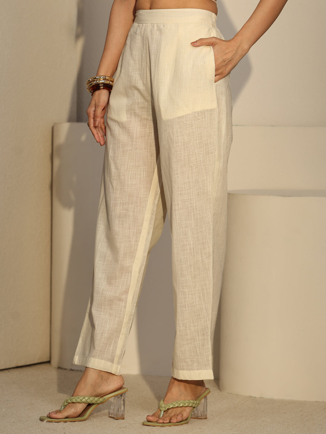  Libas Cream Cotton Co-Ord Set 