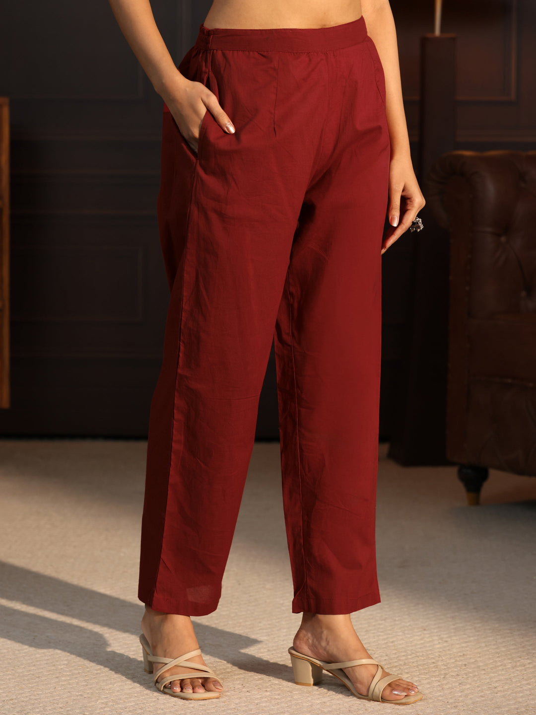  Libas Off White Embroidered Cotton Blend Straight Suit Set 