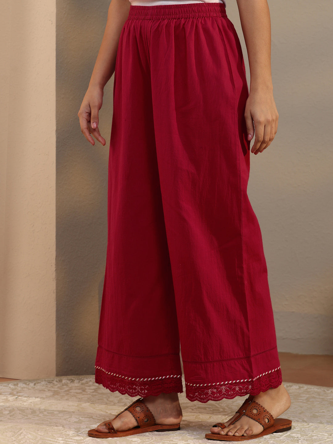  Pink Floral Embroidered Cotton A-Line Suit Set With Dupatta 