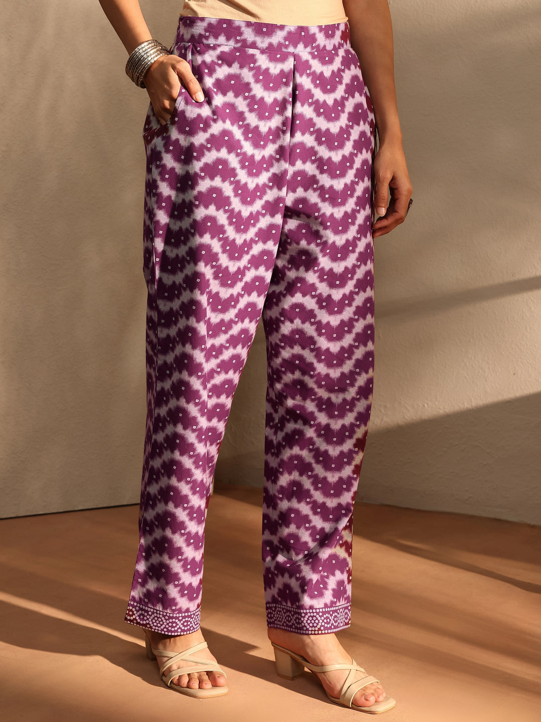  Burgundy Bandhani Printed Cotton Blend A-Line Suit Set With Dupatta 