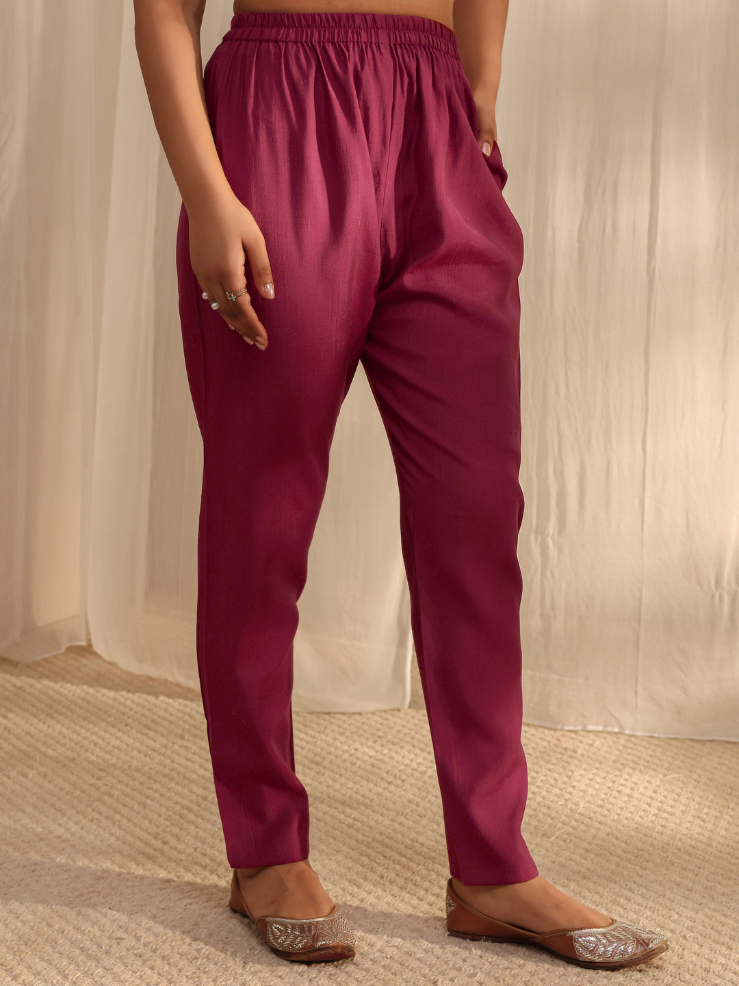 Maroon Floral Embroidered Silk Blend Straight Suit Set With Dupatta 
