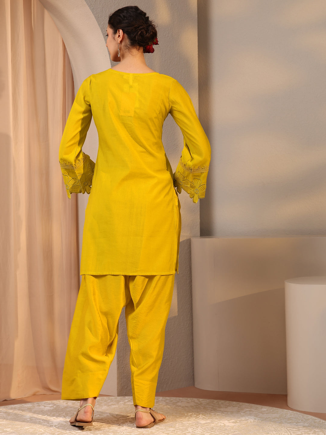  Mustard Embellished Silk Blend Co-Ord Set 
