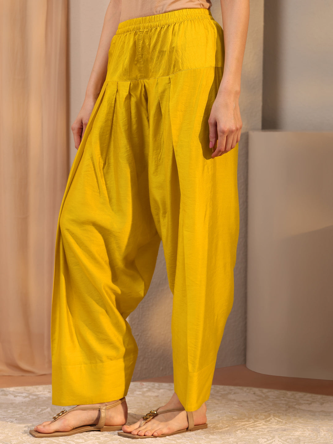  Mustard Embellished Silk Blend Co-Ord Set 