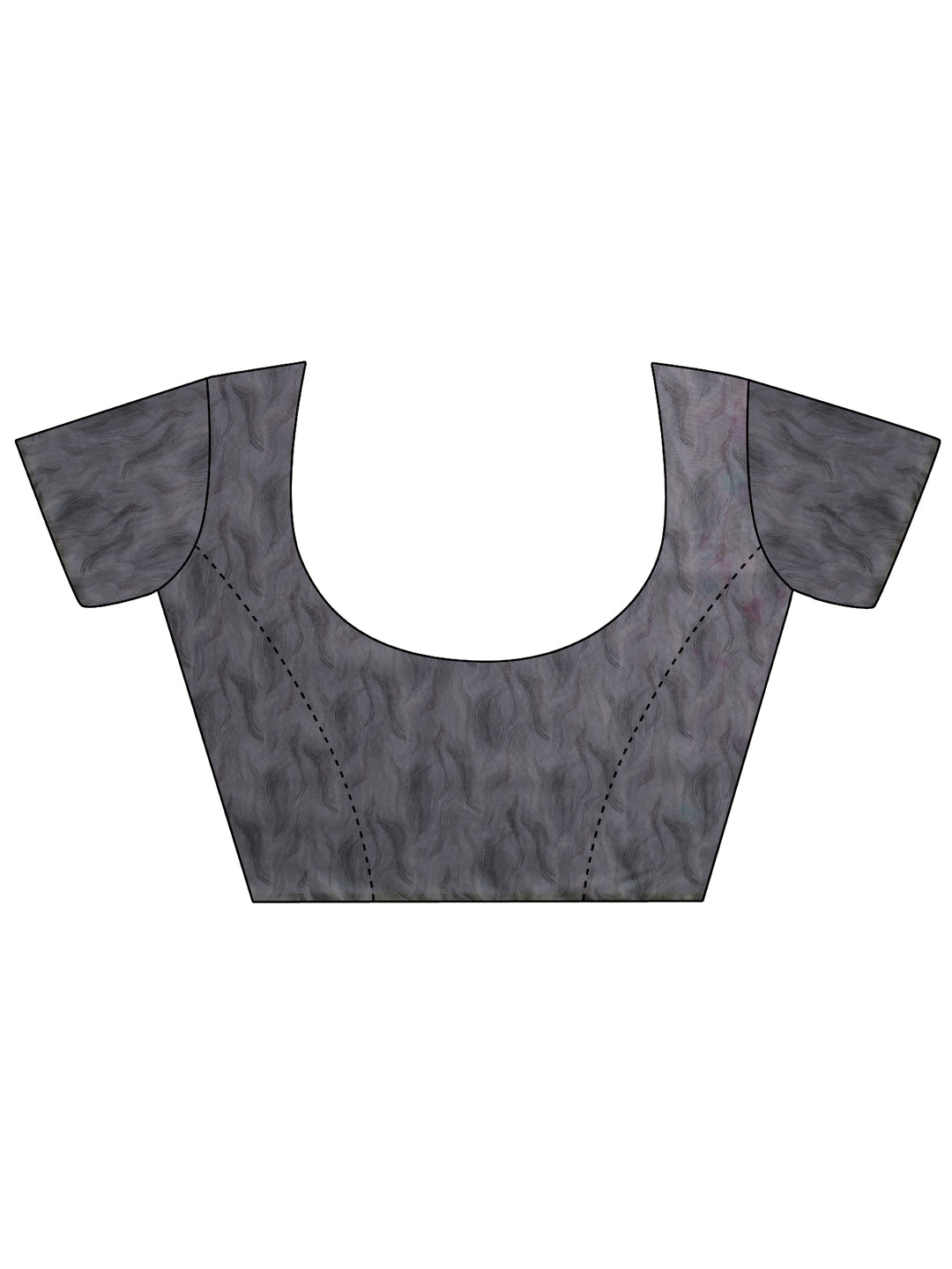  Grey Printed Silk Blend Saree With Unstitched Blouse Piece 