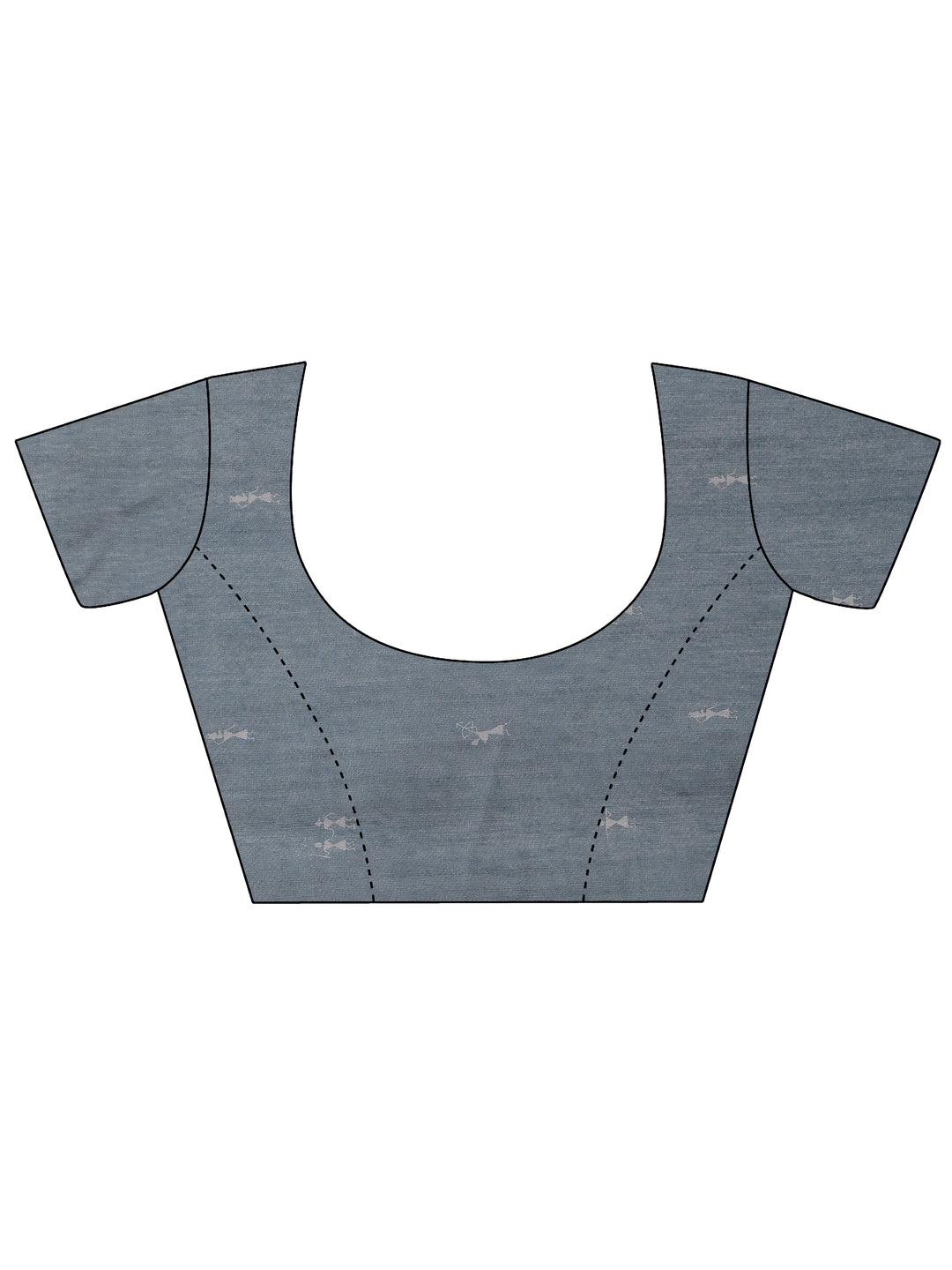  Grey Printed Silk Blend Saree With Unstitched Blouse Picece 