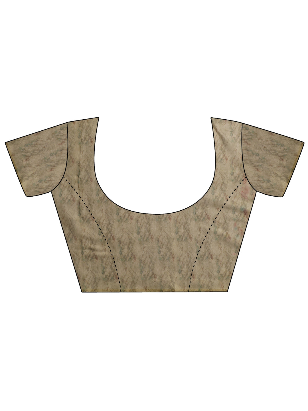  Beige Printed Silk Blend Saree With Unstitched Blouse Picece 