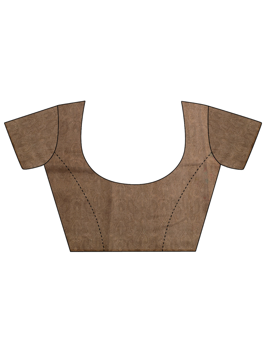  Brown Printed Silk Blend Saree With Unstitched Blouse Piece 