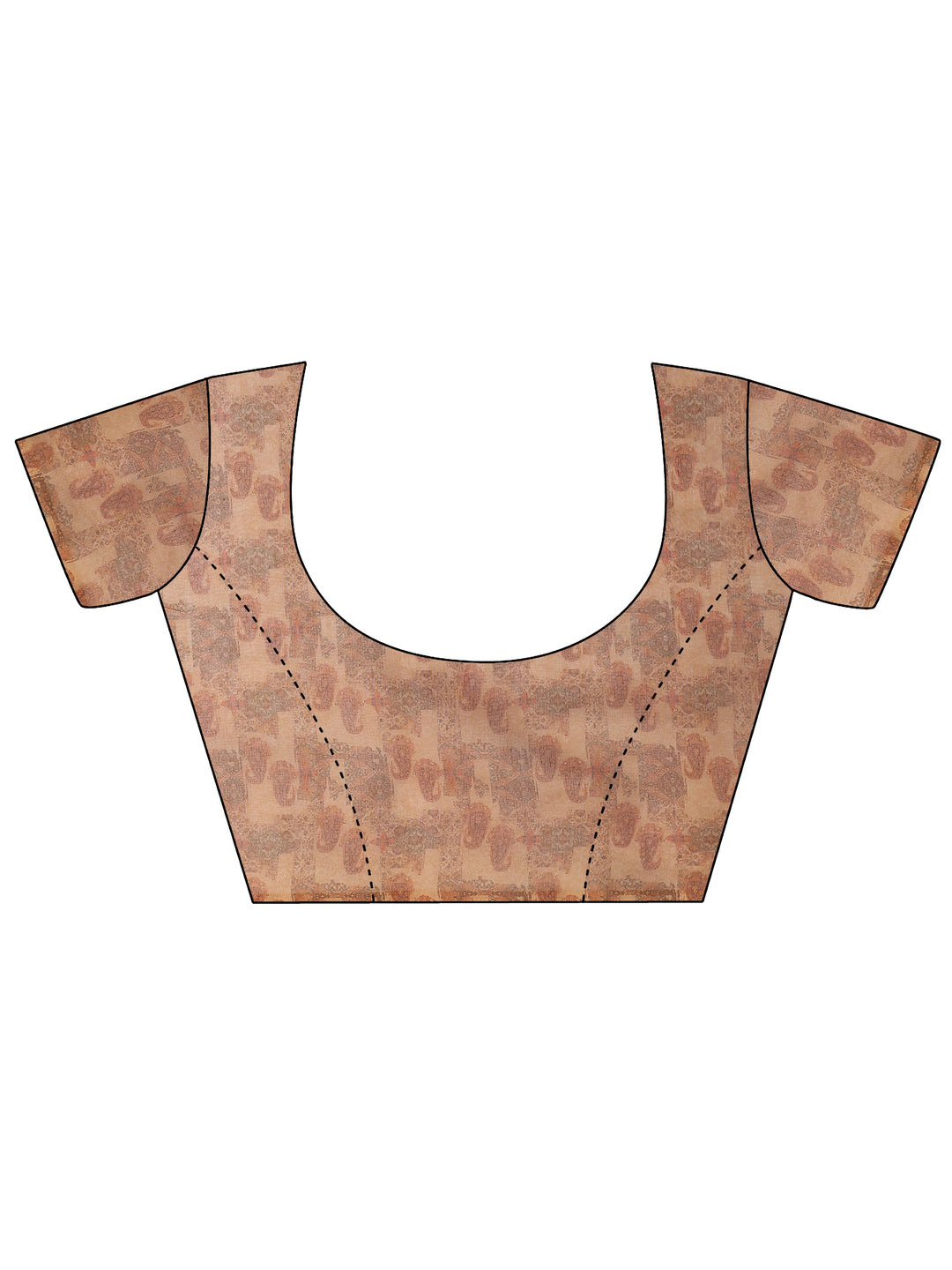  Brown Printed Silk Blend Saree With Unstitched Blouse Piece 