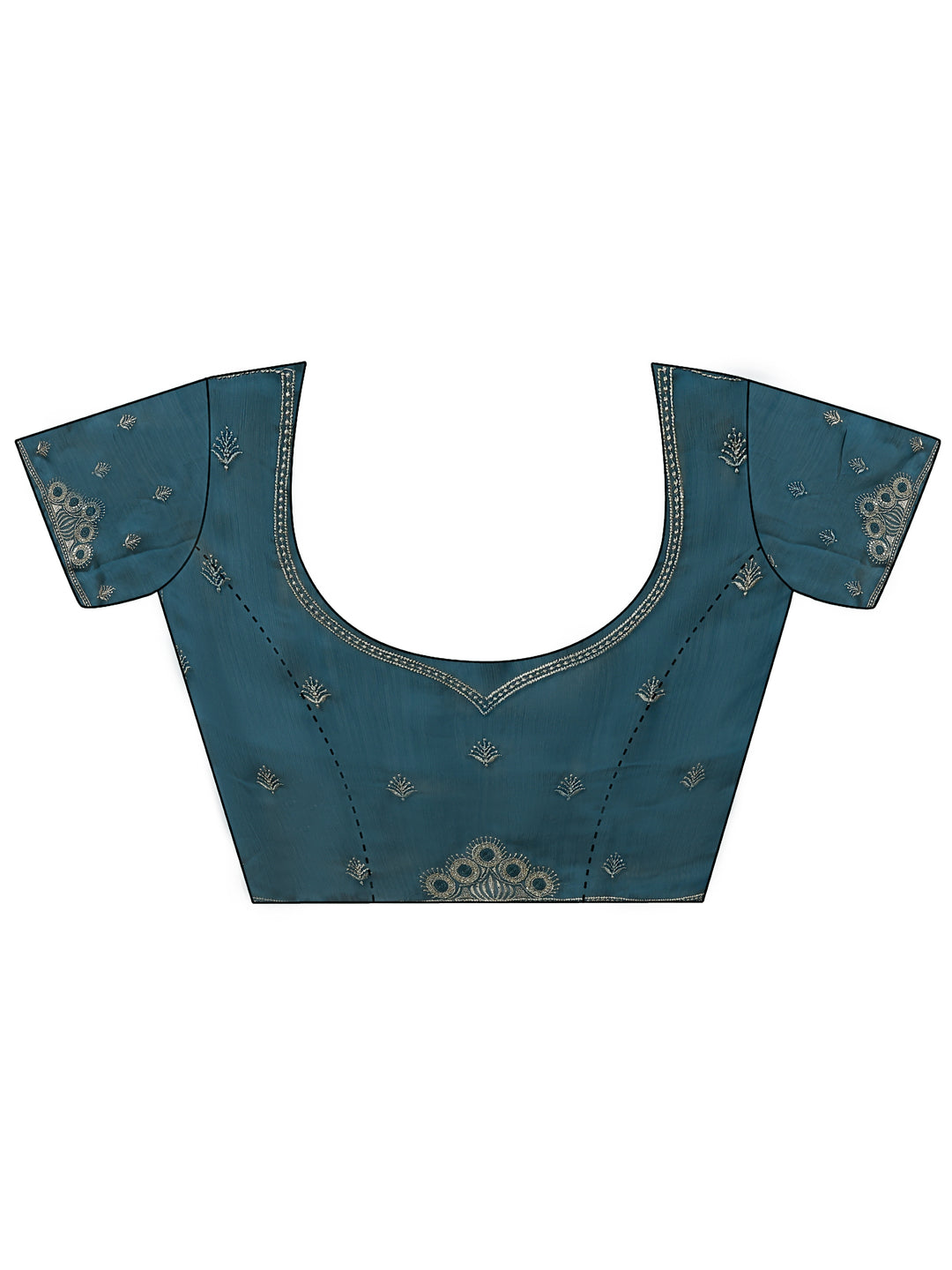  Blue Solid Chiffon Saree With Unstitched Blouse Piece 