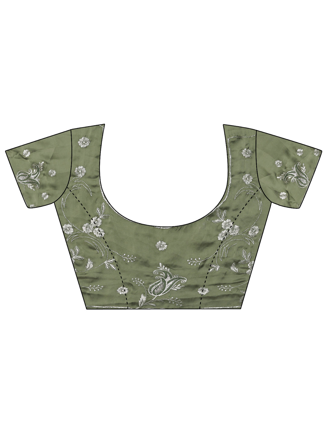  Green Solid Satin Saree With Unstitched Blouse Piece 