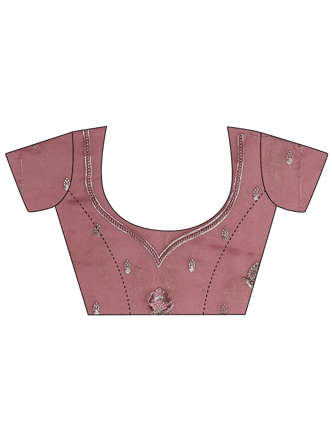  Pink Solid Organza Saree With Unstitched Blouse Piece 