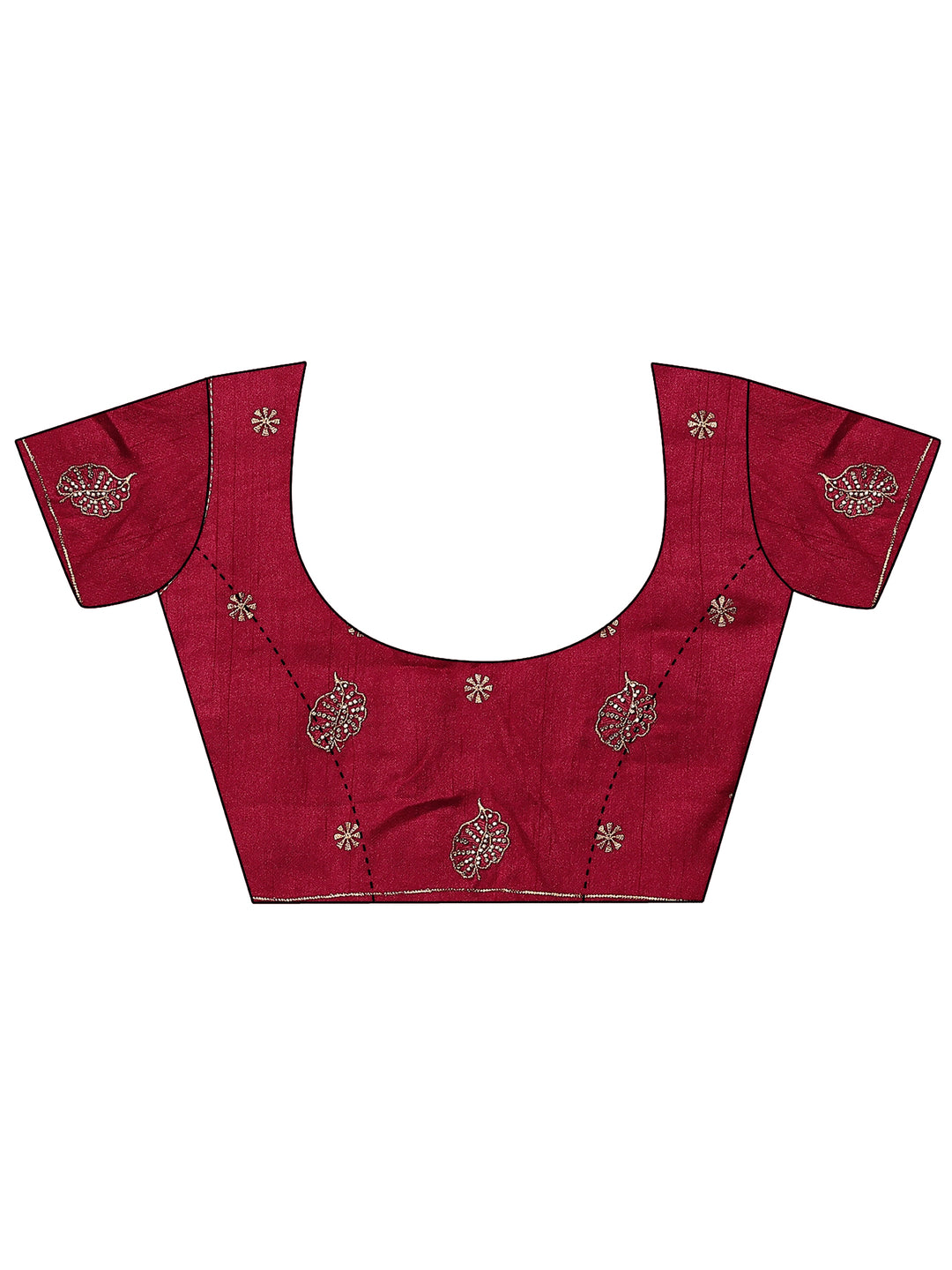  Red Embellished Chiffon Saree With Unstitched Blouse Piece 