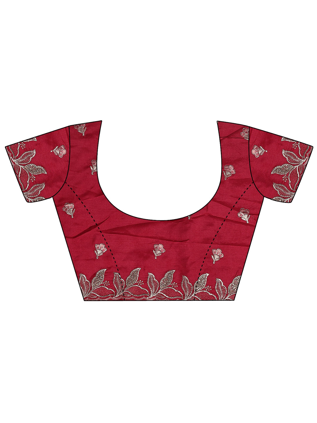  Coral Embroidered Organza Saree With Unstitched Blouse Piece 