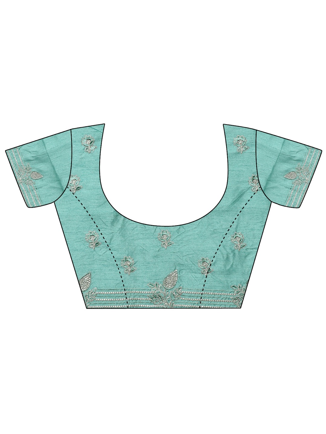  Green Embellished Organza Saree With Unstitched Blouse Piece 