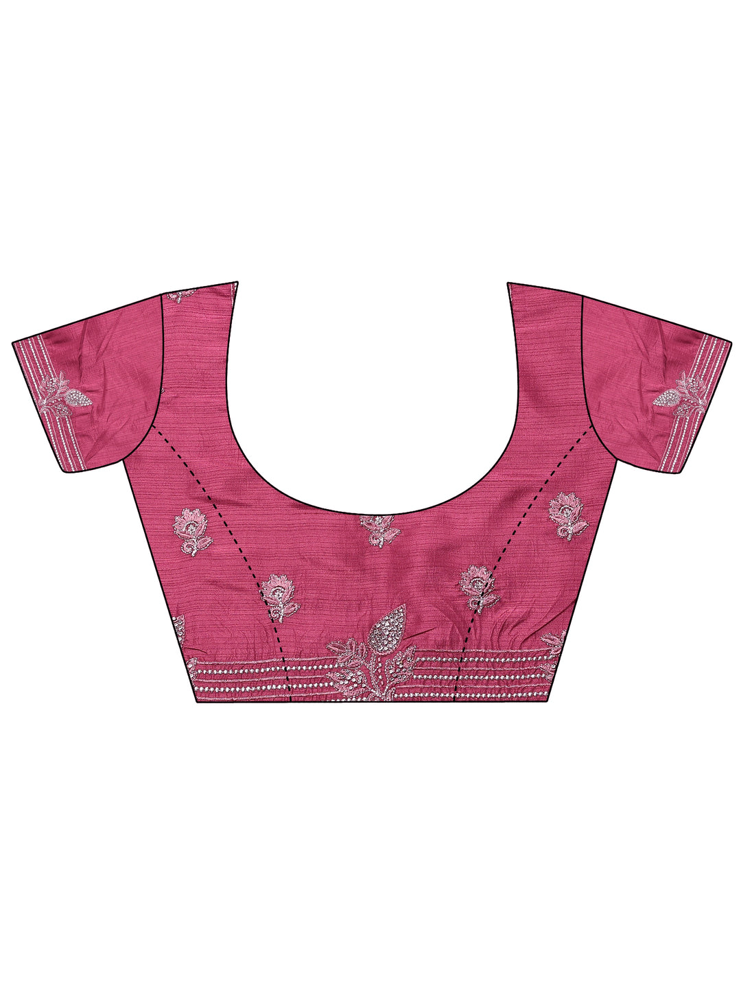  Pink Embellished Organza Saree With Unstitched Blouse Piece 