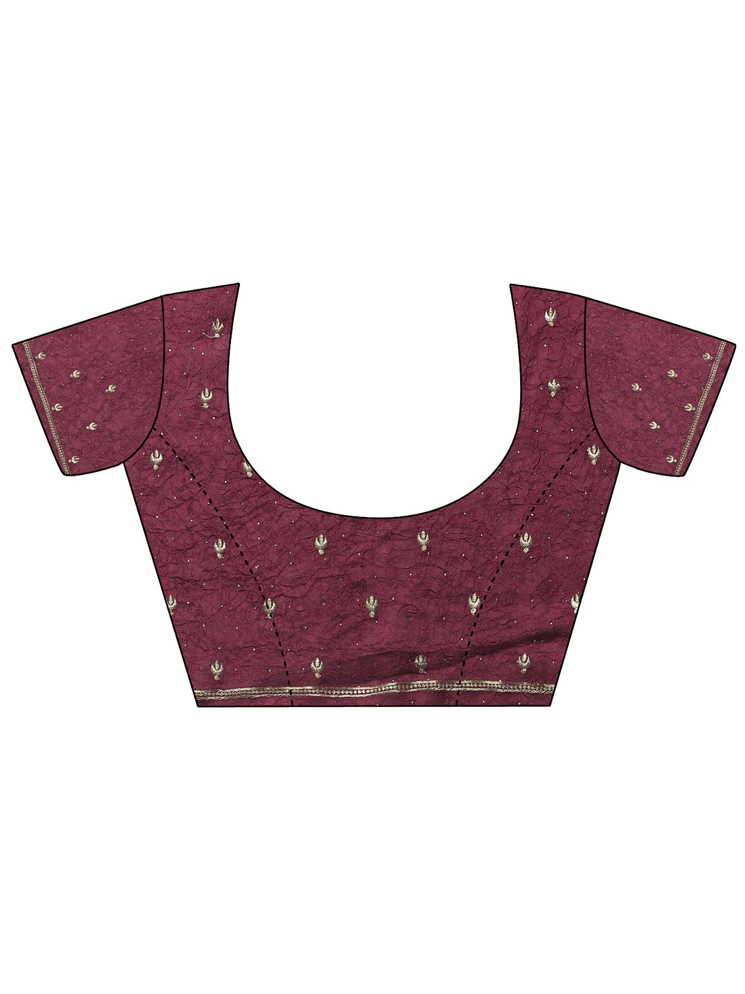  Maroon Embellished Silk Blend Saree With Unstitched Blouse Piece 