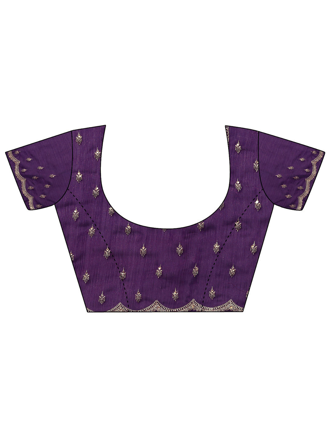  Purple Embroidered Organza Saree With Unstitched Blouse Piece 