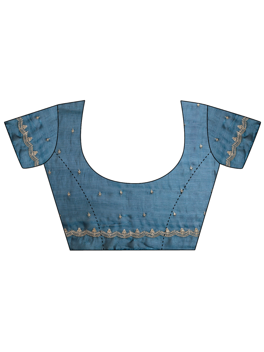  Teal Embroidered Organza Saree With Unstitched Blouse Piece 