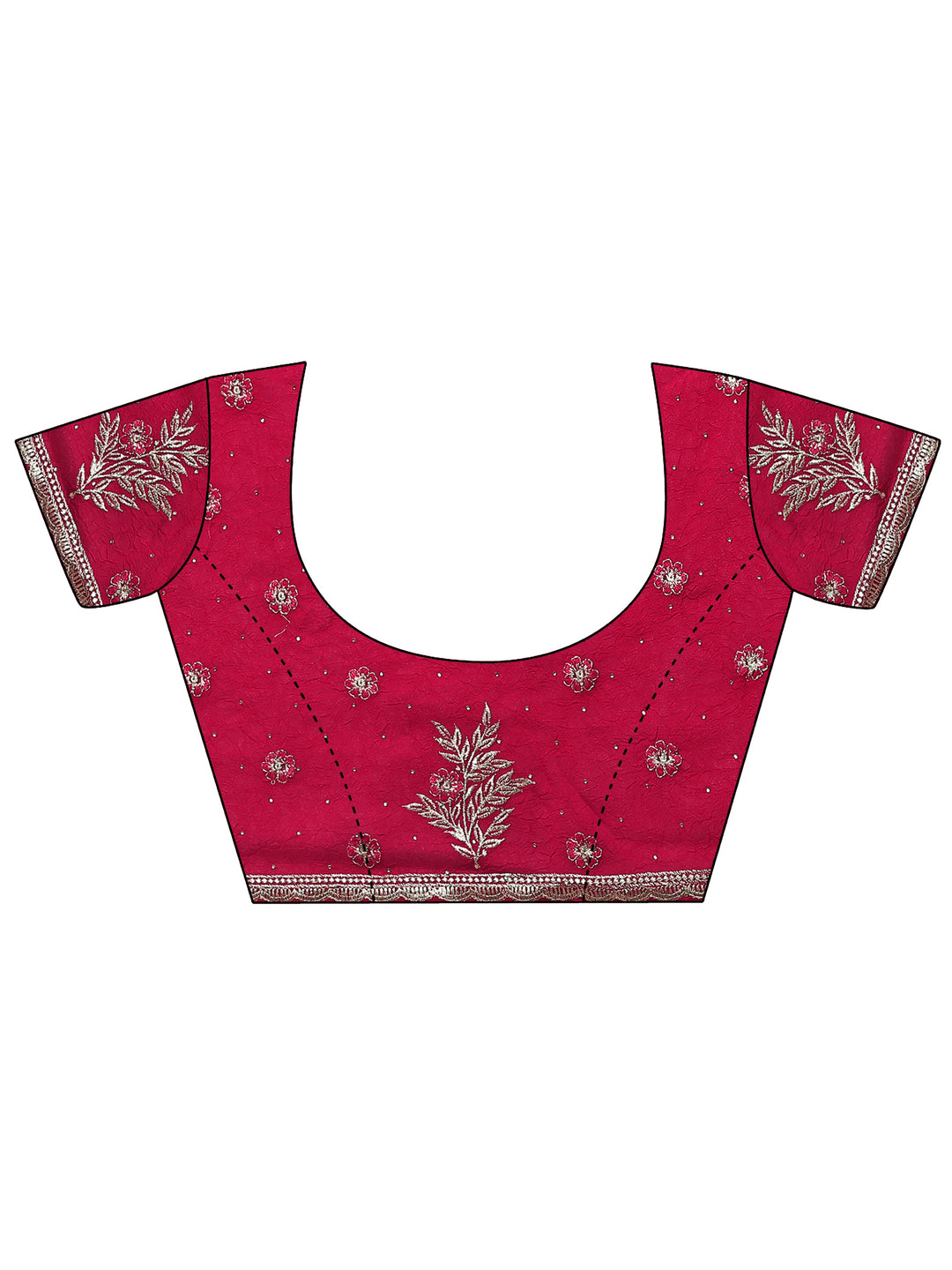  Red Embellished Chinon Saree With Unstitched Blouse Piece 