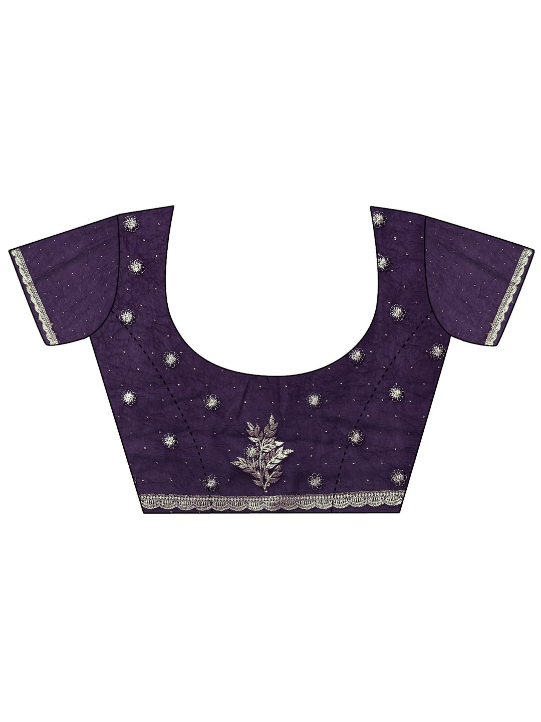  Burgundy Embellished Chinon Saree With Unstitched Blouse Piece 