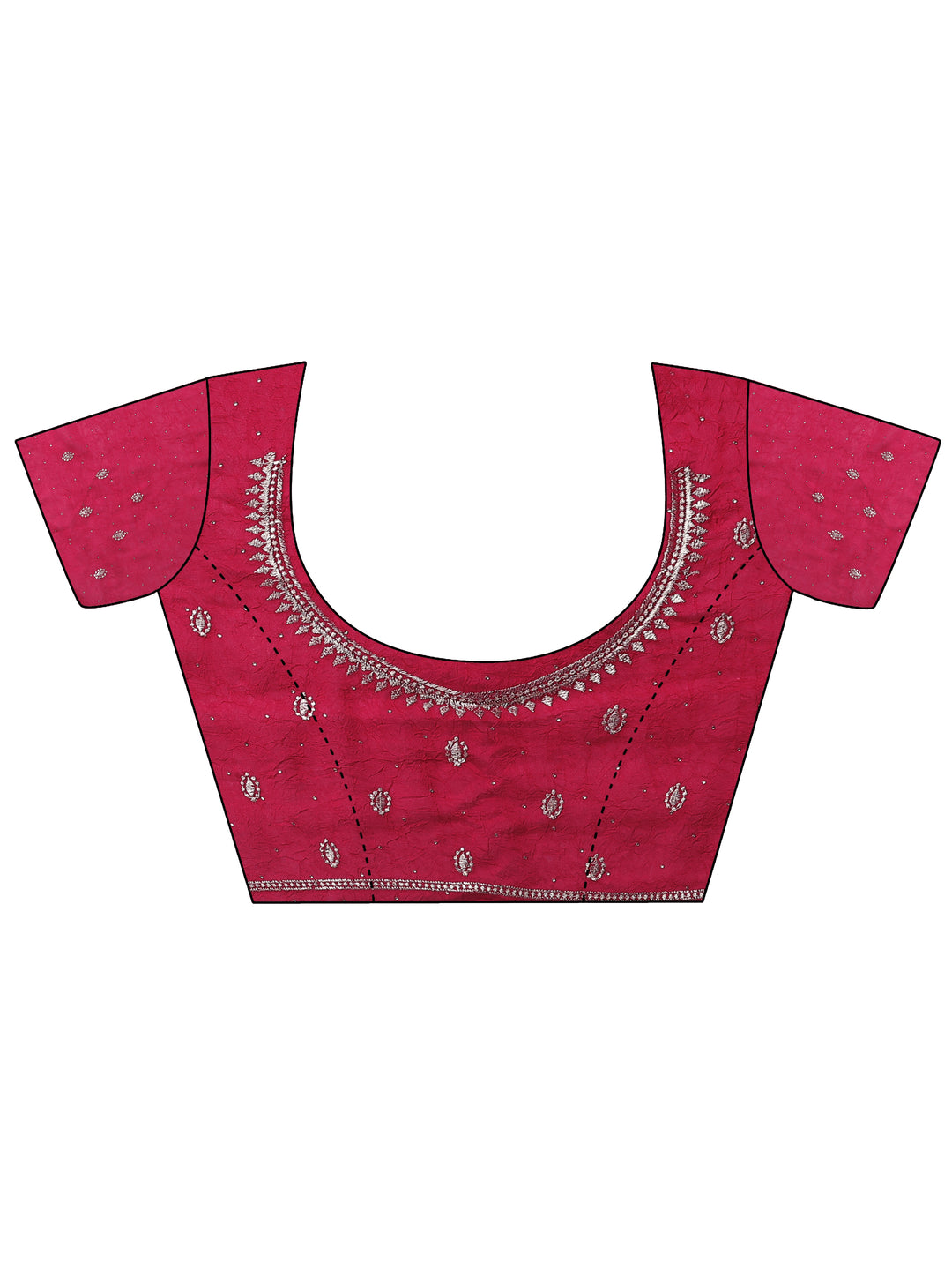  Red Embellished Chinon Saree With Unstitched Blouse Piece 