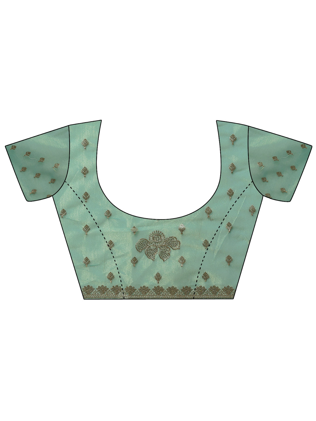  Green Embroidered Nylon Saree With Unstitched Blouse Piece 