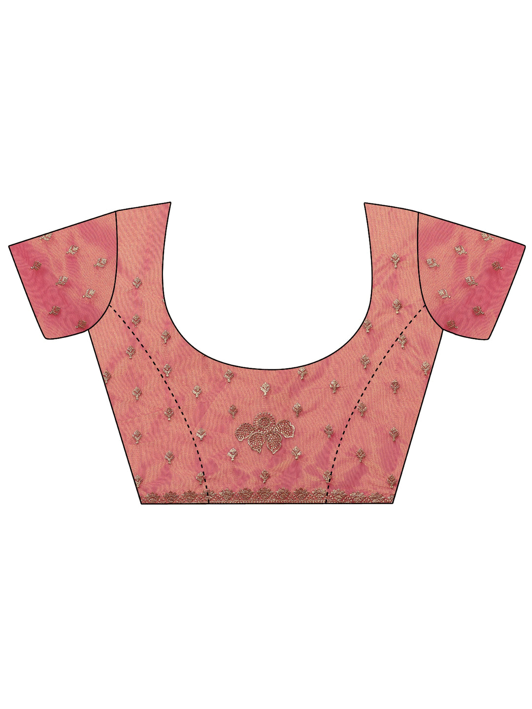  Coral Embroidered Nylon Saree With Unstitched Blouse Piece 