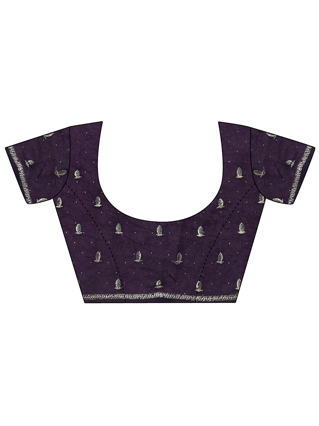  Burgundy Embellished Organza Saree With Unstitched Blouse Piece 