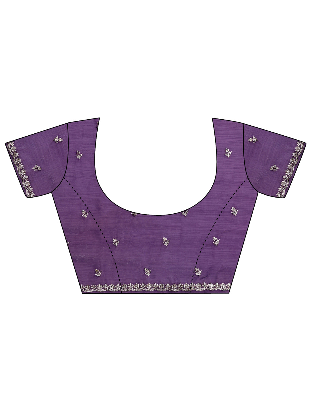  Purple Embroidered Organza Saree With Unstitched Blouse Piece 