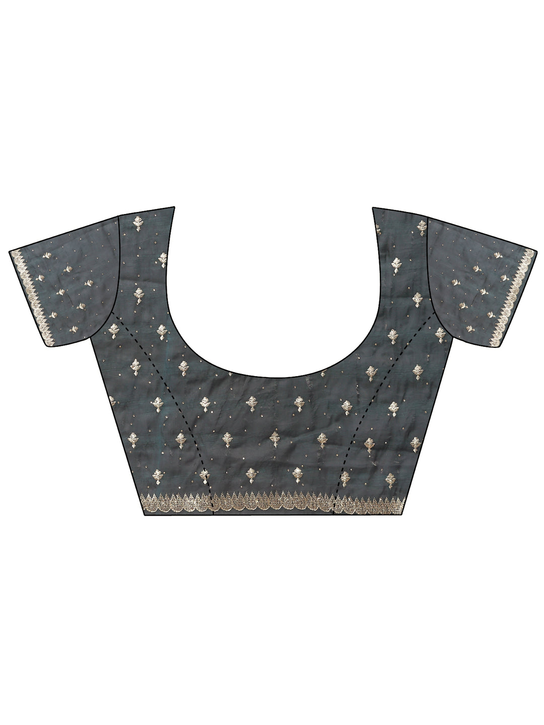  Blue Embellished Organza Saree With Unstitched Blouse Piece 