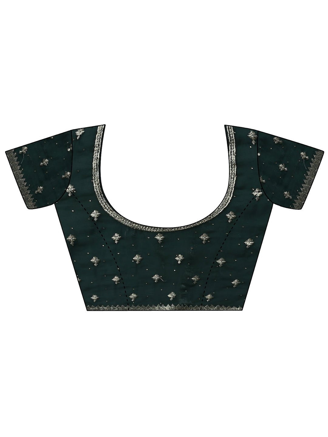  Green Embellished Organza Saree With Unstitched Blouse Piece 