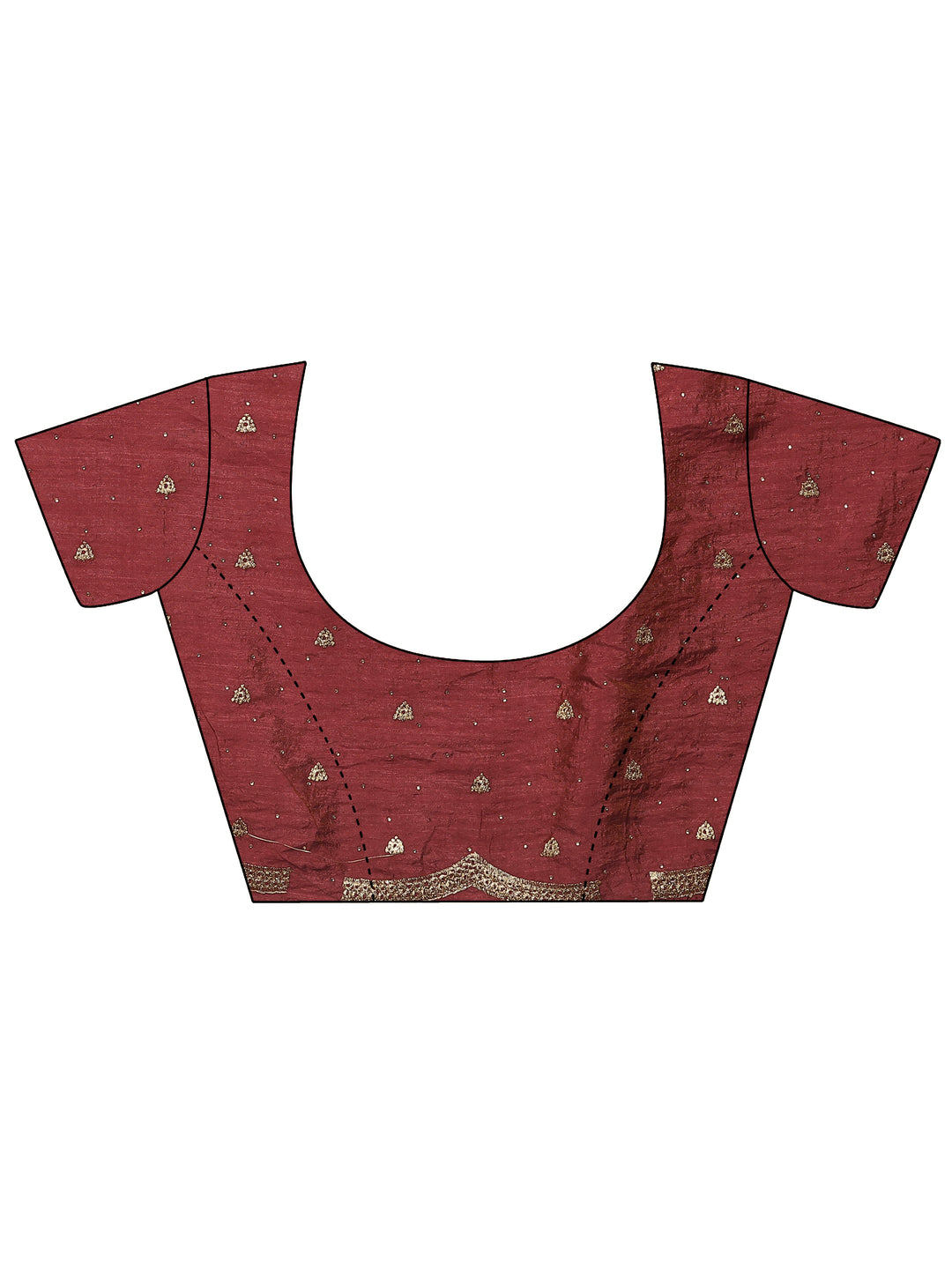  Rust Embellished Silk Blend Saree With Unstitched Blouse Piece 