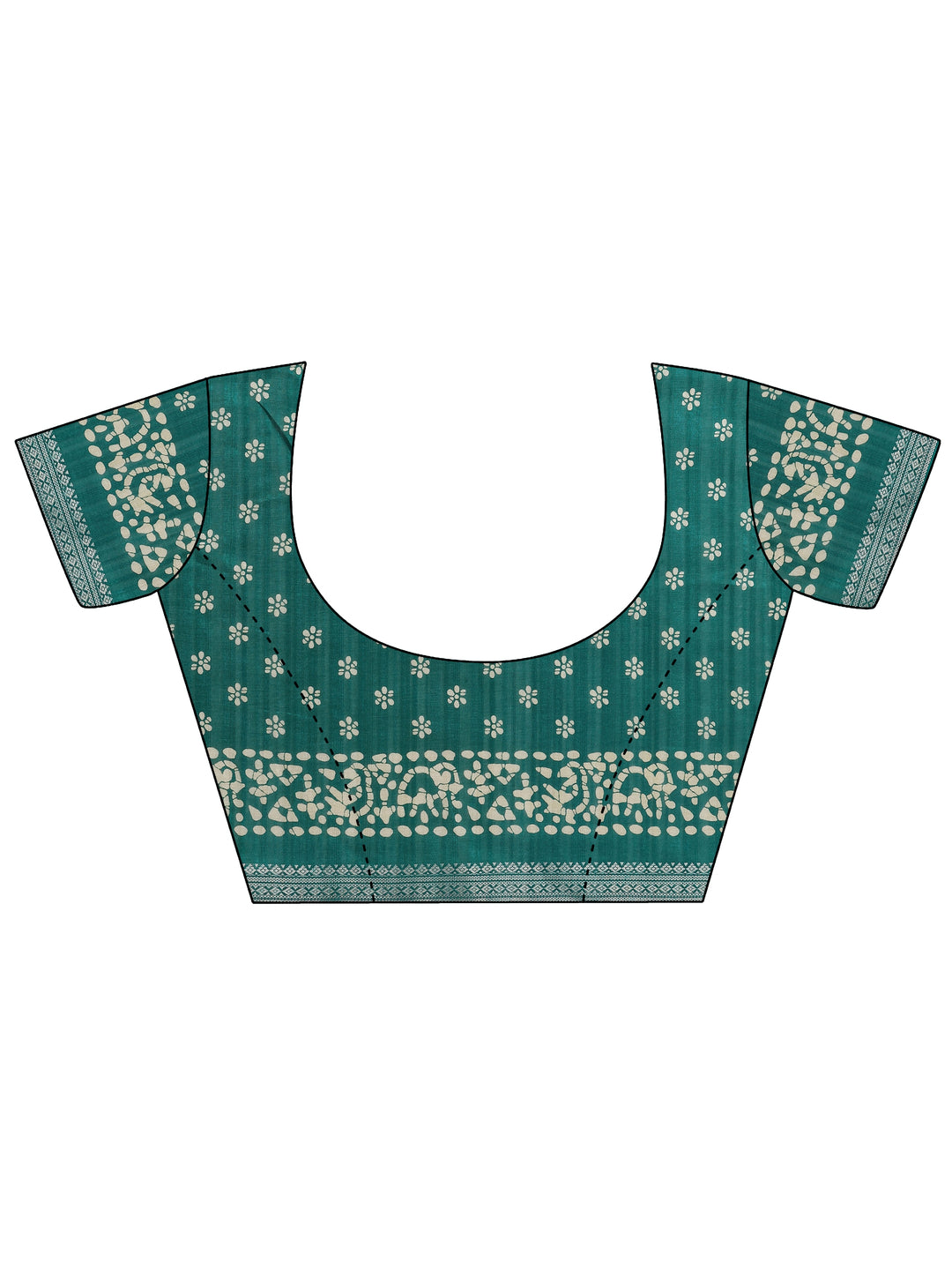  Green Printed Silk Blend Saree With Unstitched Blouse Piece 