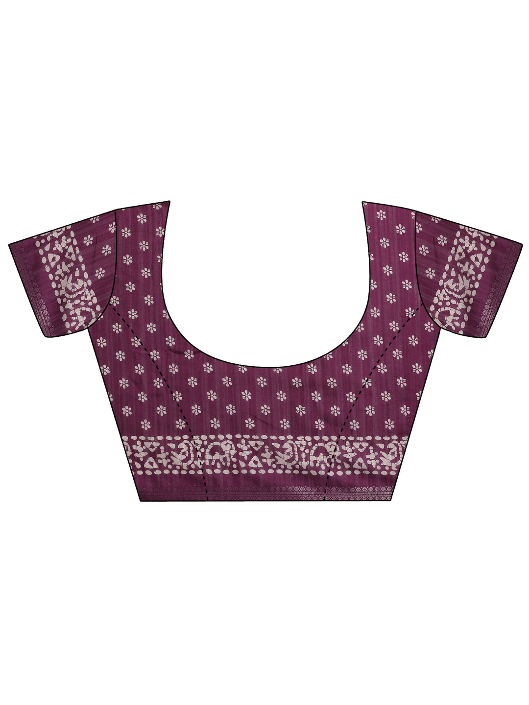  Burgundy Printed Silk Blend Saree With Unstitched Blouse Piece 