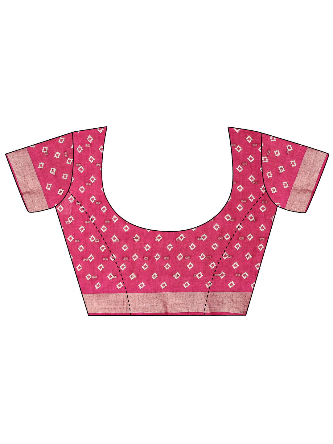  Magenta Printed Silk Blend Saree With Unstitched Blouse Piece 