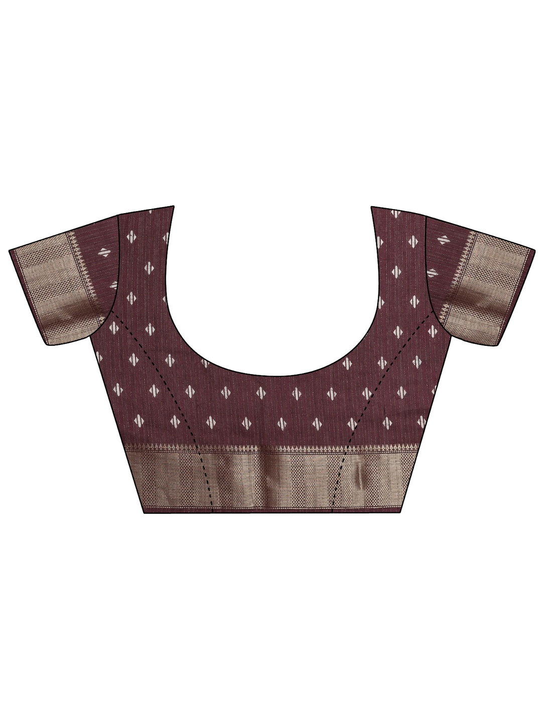  Brown Printed Silk Blend Saree With Unstitched Blouse Piece 