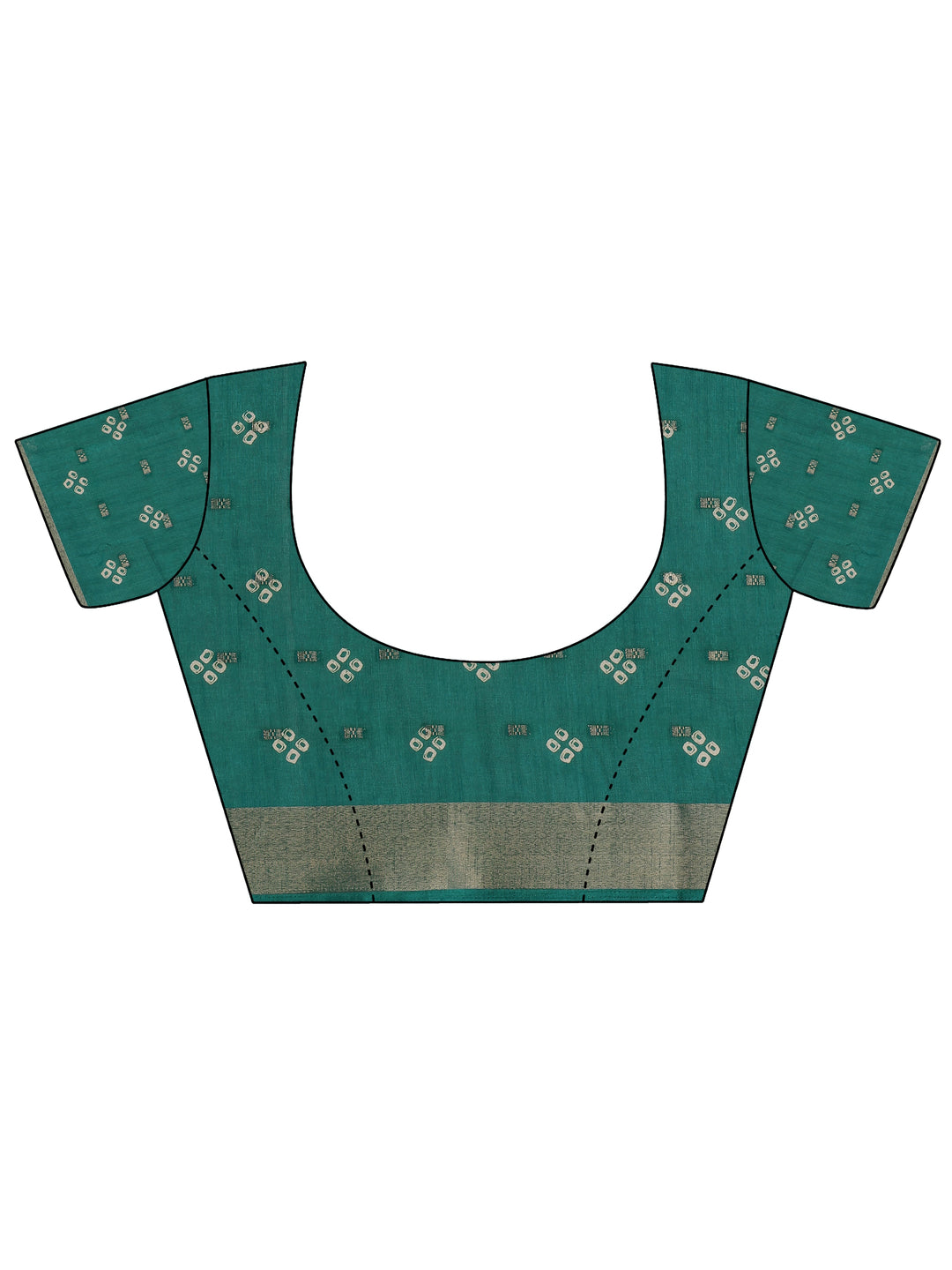  Green Printed Silk Blend Saree With Unstitched Blouse Piece 