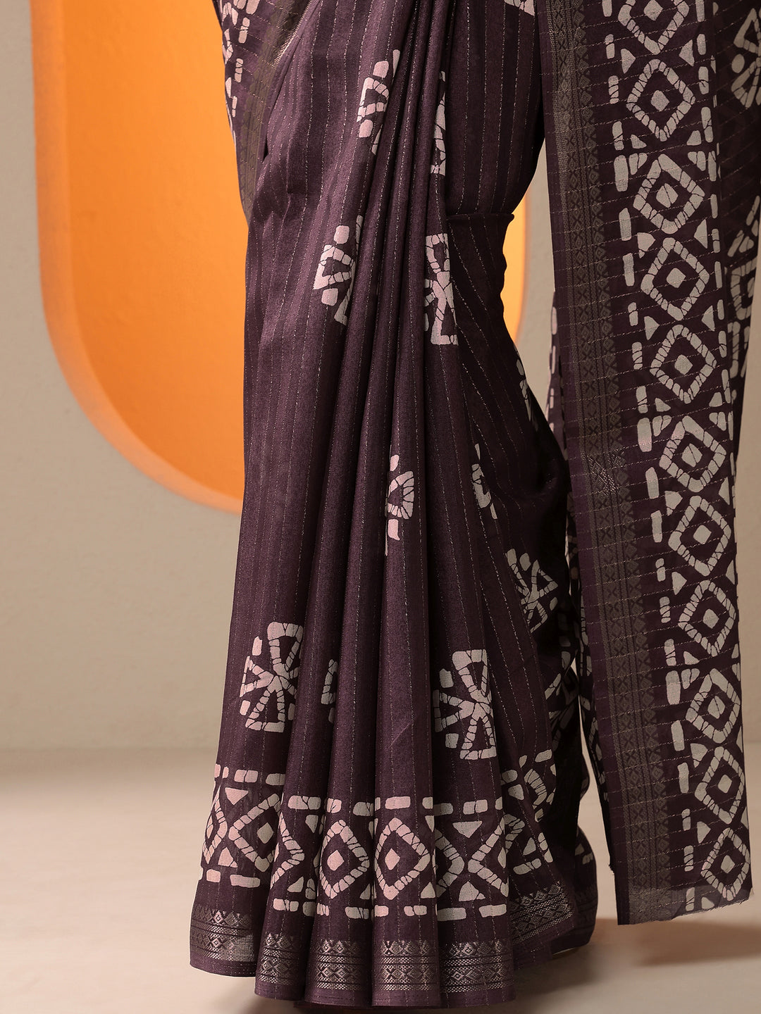  Purple Printed Silk Blend Saree With Unstitched Blouse Piece 