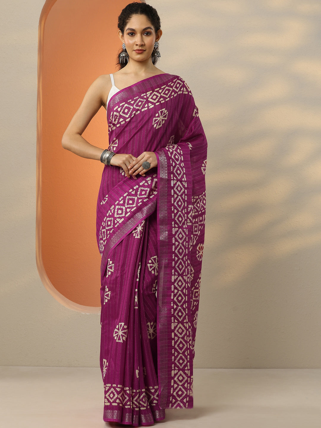  Pink Printed Silk Blend Saree With Unstitched Blouse Piece 