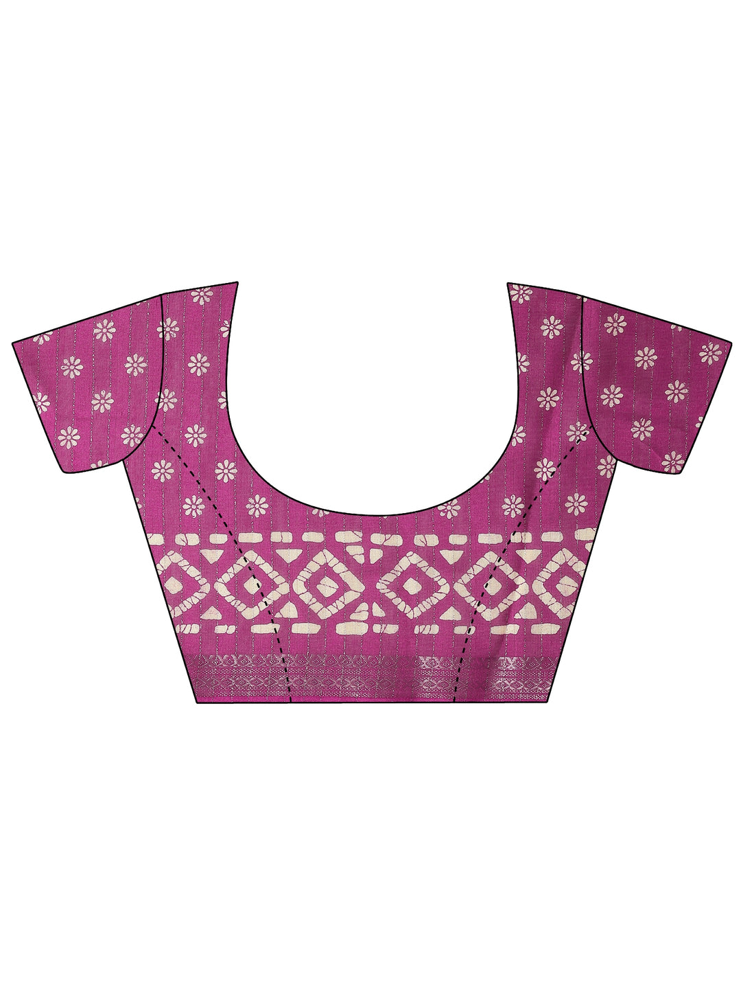  Pink Printed Silk Blend Saree With Unstitched Blouse Piece 