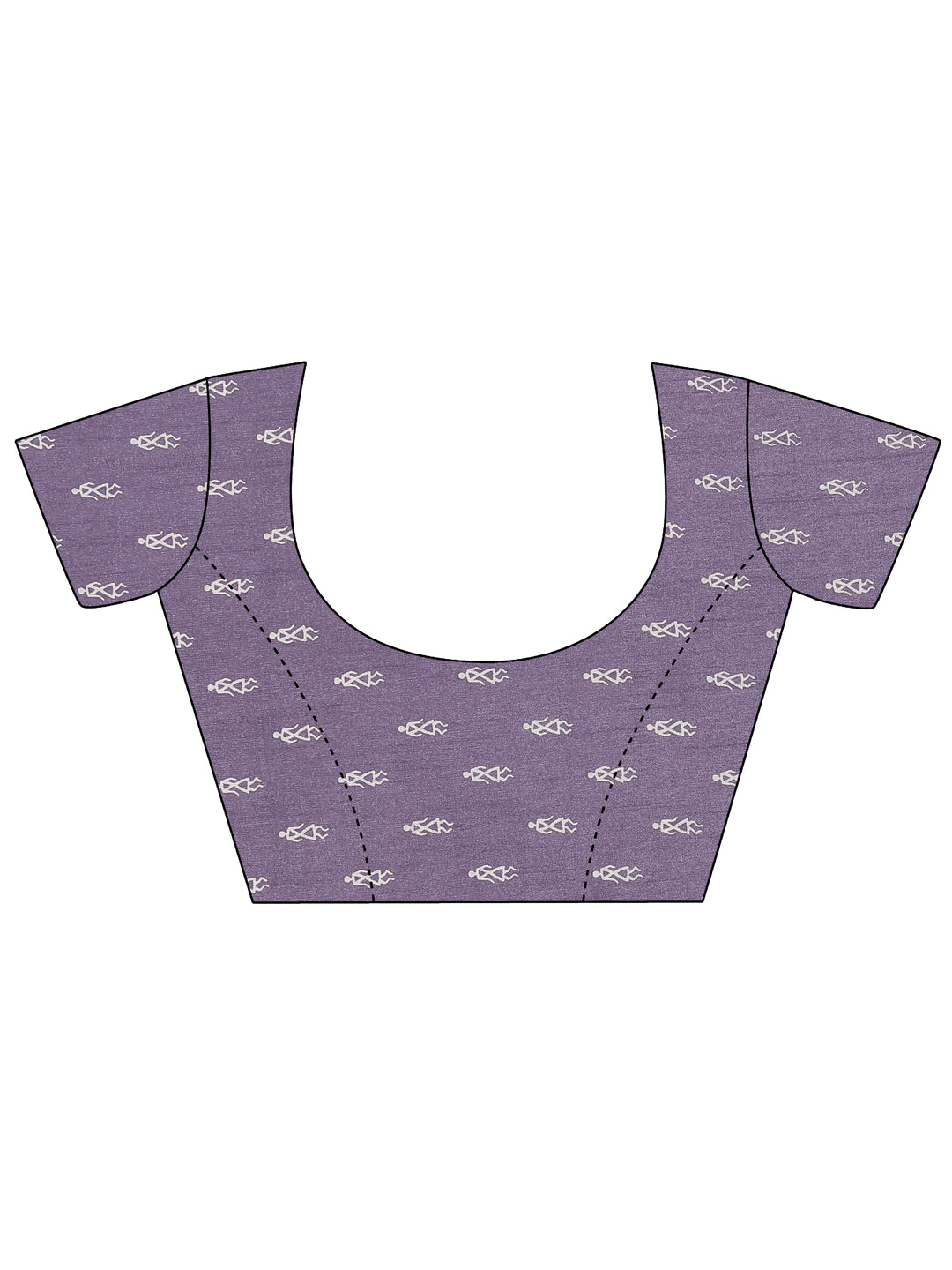  Lavender Printed Silk Blend Saree With Unstitched Blouse Piece 