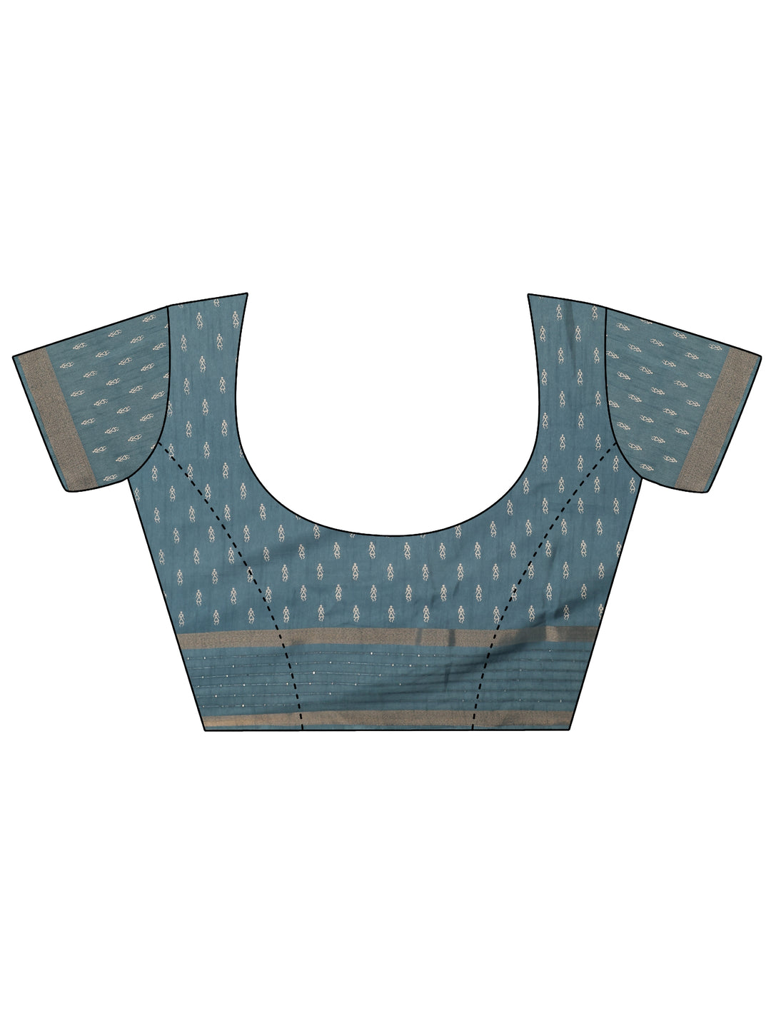  Blue Tribal Printed Silk Blend Saree With Unstitched Blouse Piece 