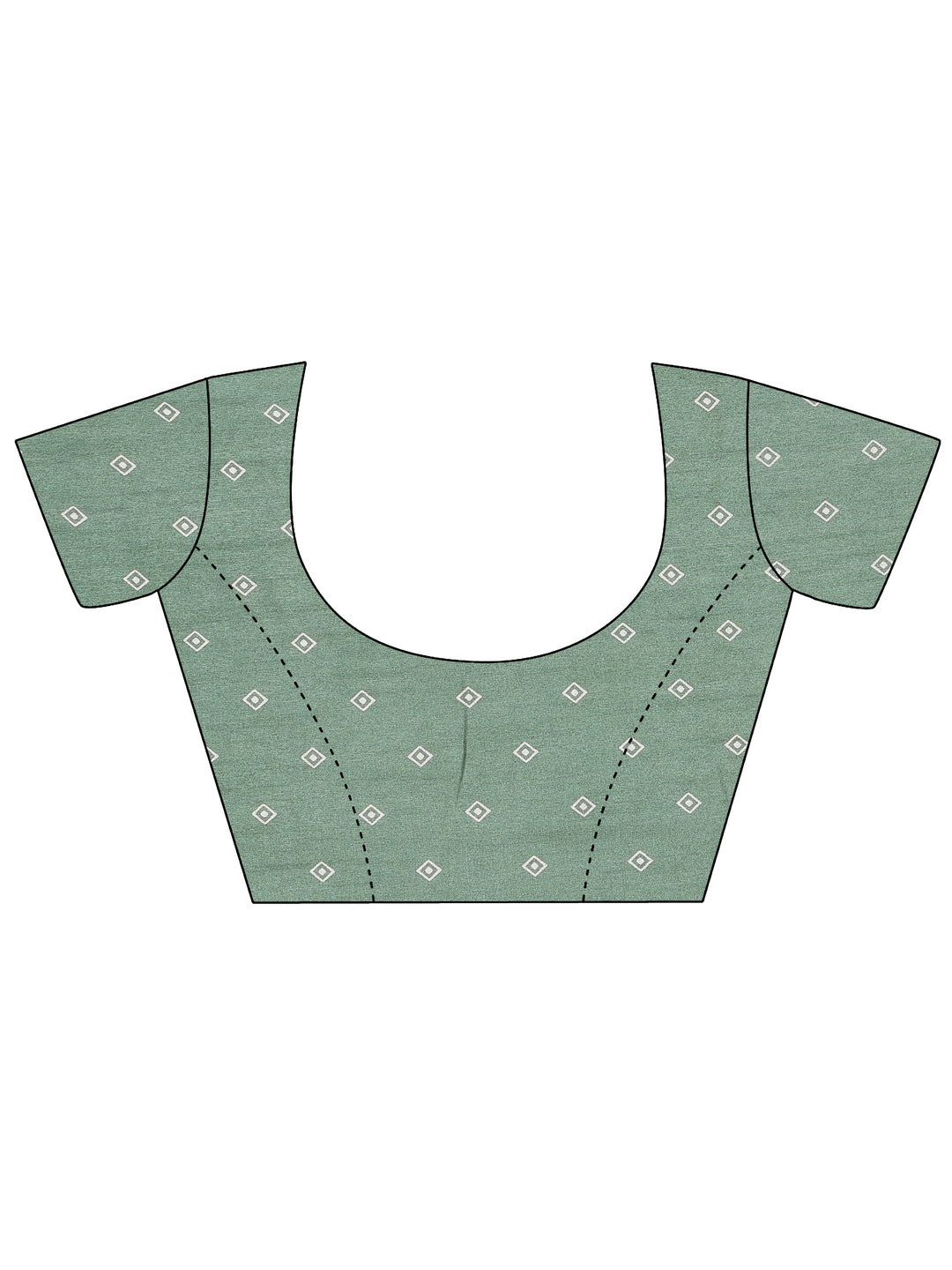  Green Printed Silk Blend Saree With Unstitched Blouse Picece 