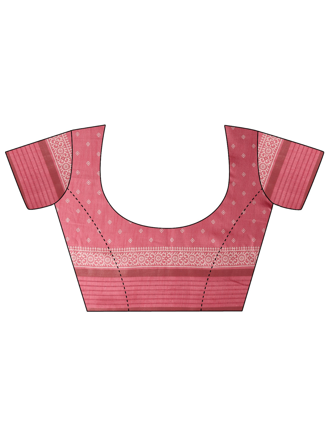  Coral Printed Silk Blend Saree With Unstitched Blouse Piece 