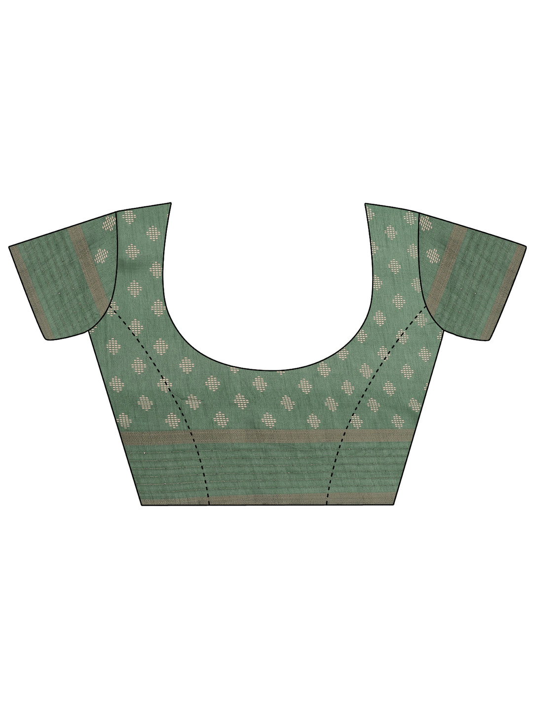  Green Printed Silk Blend Saree With Unstitched Blouse Piece 