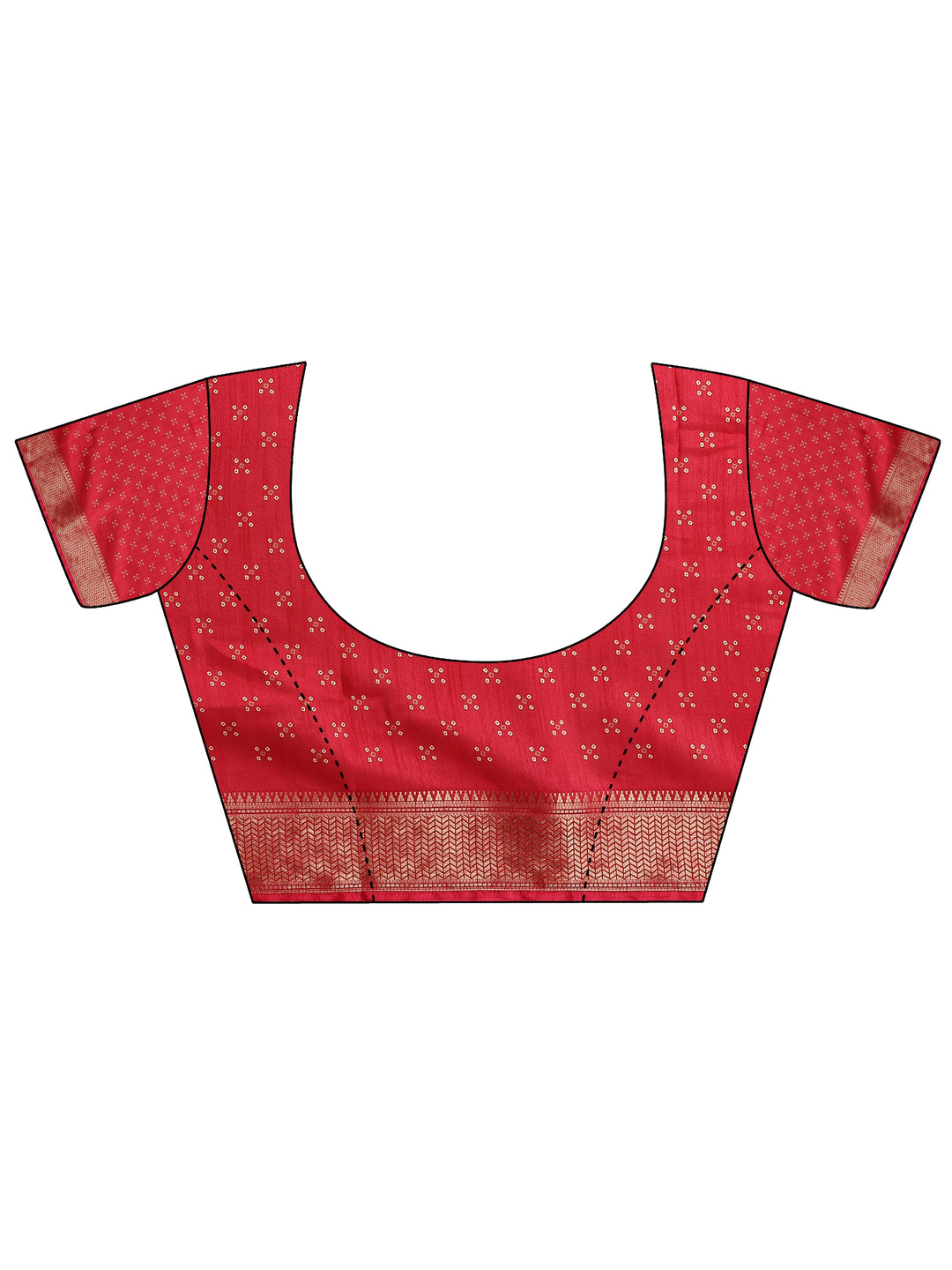  Coral Bandhani Printed Silk Blend Saree With Unstitched Blouse Piece 